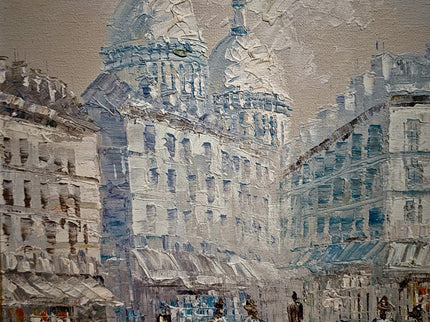 Antique French Impressionist Oil Painting, Paris Street Scene by Caroline C. Burnett