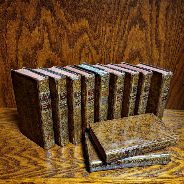 1760 Antique French Book Set, Leather Bound Volumes, Vintage Decorative Library Decor, Dark Academia Bookshelf Styling, Rare Paris Edition