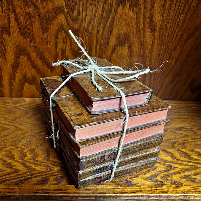 1760 Antique French Book Set, Leather Bound Volumes, Vintage Decorative Library Decor, Dark Academia Bookshelf Styling, Rare Paris Edition