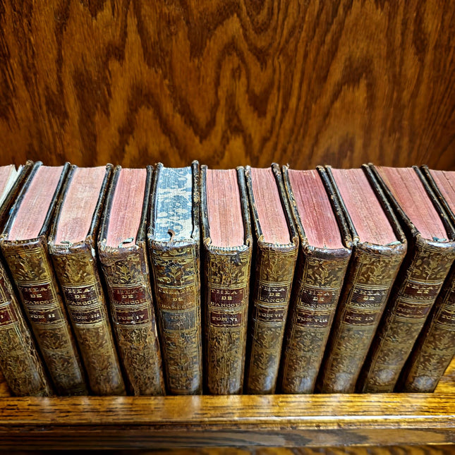 1760 Antique French Book Set, Leather Bound Volumes, Vintage Decorative Library Decor, Dark Academia Bookshelf Styling, Rare Paris Edition