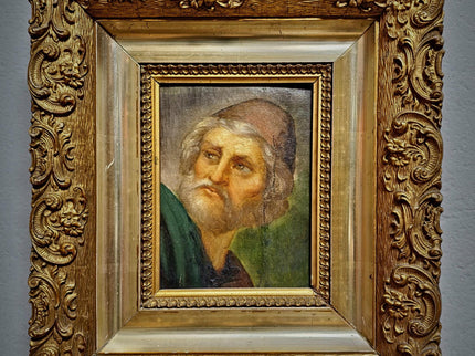 Antique Portrait Oil Painting, Original 19th Century Artwork, Dark Academia Decor, Ornate Gold Frame, Moody Old Master Style, Wall Art Decor