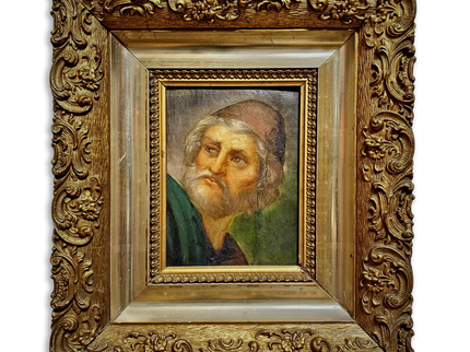 Antique Portrait Oil Painting, Original 19th Century Artwork, Dark Academia Decor, Ornate Gold Frame, Moody Old Master Style, Wall Art Decor