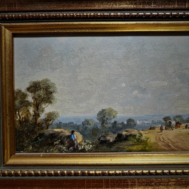 Vintage Landscape Oil Painting, Gold Framed Original Artwork, European Signed Wall Decor, Mid Century Fine Art, Rustic Farmhouse Accent