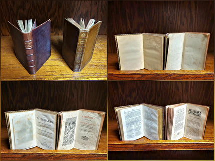 Rare Antique Religious French Book Set, Morocco Leather Bound, Dark Academia Bookshelf Decor, Shabby Chic Library Display, Collectible Gift