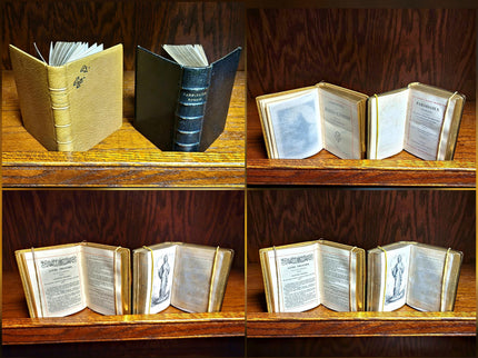 Rare Antique Religious French Book Set, Morocco Leather Bound, Dark Academia Bookshelf Decor, Shabby Chic Library Display, Collectible Gift