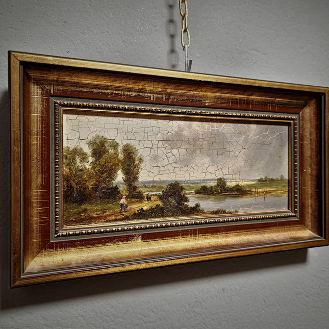 Vintage Landscape Oil Painting, Gold Framed Original Artwork, German Nature Scene, Rustic Home Decor, Mid Century Fine Accent