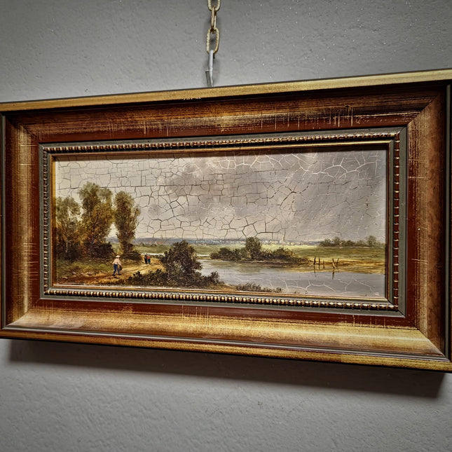 Vintage Landscape Oil Painting, Gold Framed Original Artwork, German Nature Scene, Rustic Home Decor, Mid Century Fine Accent