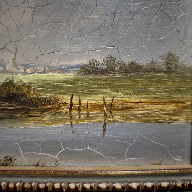 Vintage Landscape Oil Painting, Gold Framed Original Artwork, German Nature Scene, Rustic Home Decor, Mid Century Fine Accent