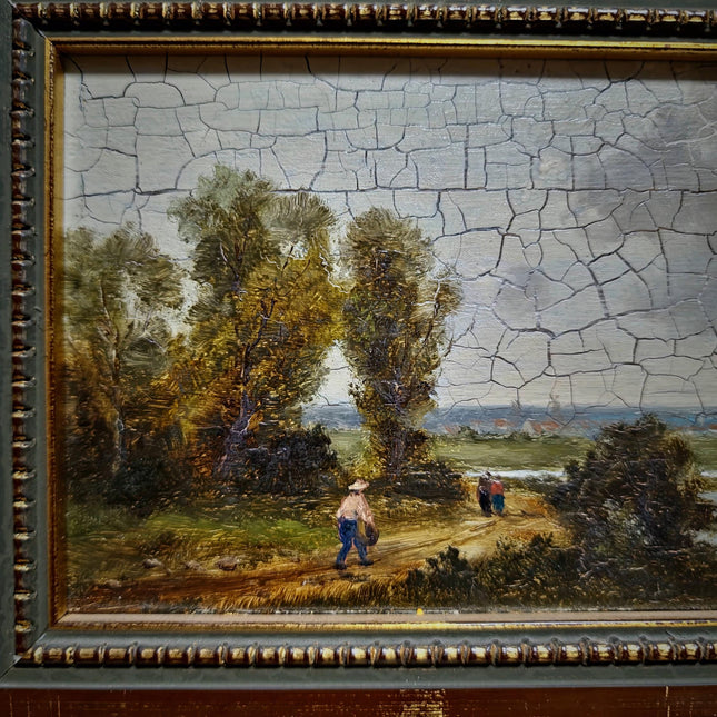 Vintage Landscape Oil Painting, Gold Framed Original Artwork, German Nature Scene, Rustic Home Decor, Mid Century Fine Accent