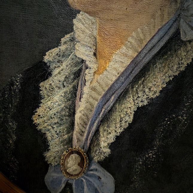 Antique German Oil Painting, 19th Century Large Female Portrait, Original Oval Canvas, Museum-Style, Gold Ornate Frame, Elegant Wall Art