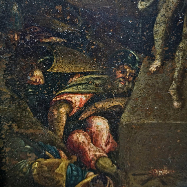 Antique Religious Oil Painting, 17th Century Resurrection Scene, French Copper Artwork, Baroque Jesus Christ Iconography, Sacred Wall Decor