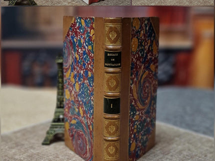 Rare Antique Religious French Book Set, Leather Bound, Catholic Spiritual Decor, Dark Academia Bookshelf Gift, Shabby Chic Library Display