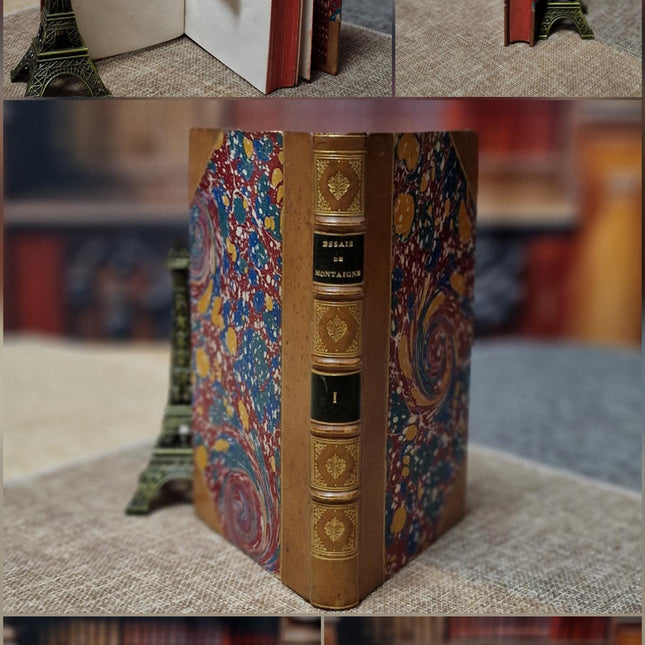 Rare Antique Religious French Book Set, Leather Bound, Catholic Spiritual Decor, Dark Academia Bookshelf Gift, Shabby Chic Library Display