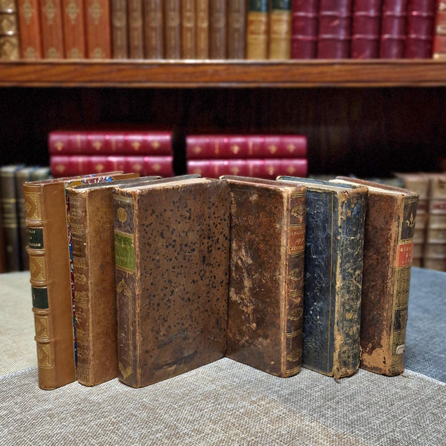 Rare Antique Religious French Book Set, Leather Bound, Catholic Spiritual Decor, Dark Academia Bookshelf Gift, Shabby Chic Library Display