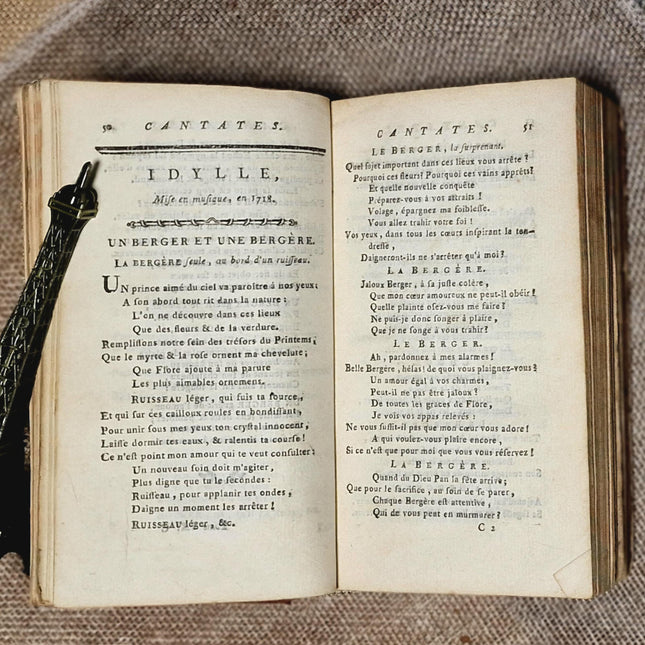 1776 Antique French Leather Bound Literature Book Set, Alexis Piron Complete Works, Dark Academia Bookshelf Decor Vintage Library Collection