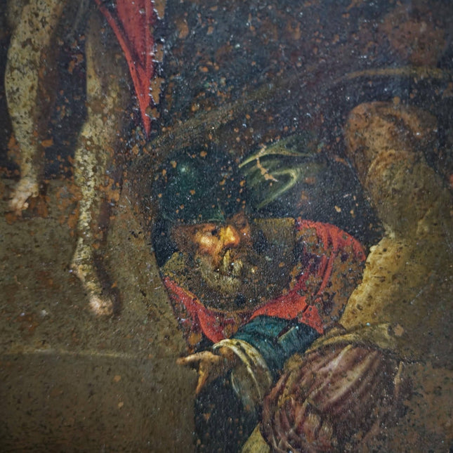 Antique Religious Oil Painting, 17th Century Resurrection Scene, French Copper Artwork, Baroque Jesus Christ Iconography, Sacred Wall Decor