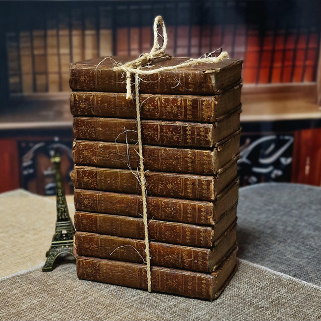 1776 Antique French Leather Bound Literature Book Set, Alexis Piron Complete Works, Dark Academia Bookshelf Decor Vintage Library Collection