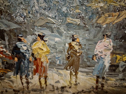Antique Paris Street Scene Oil Painting, Antique French Artwork, Signed Impressionist Canvas, Parisian Market Scene, Caroline Burnett Style