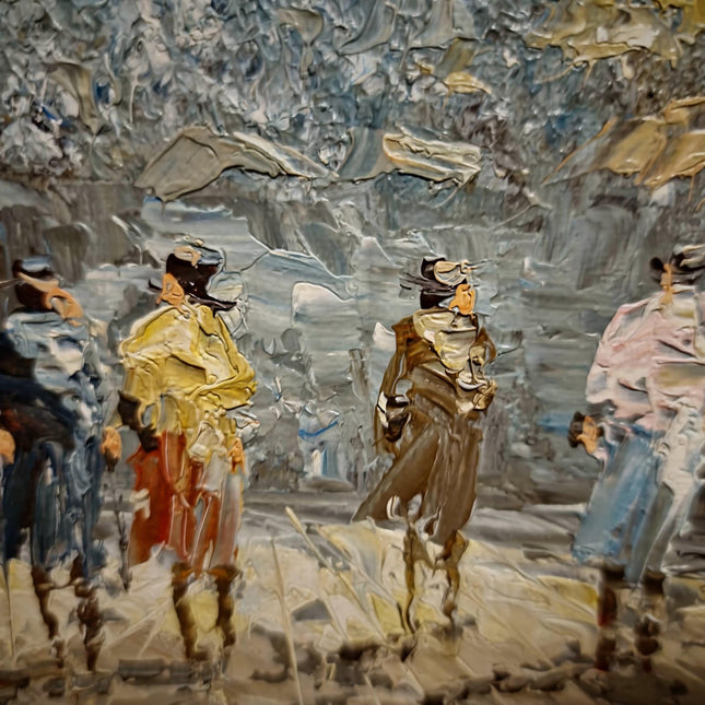 Antique Paris Street Scene Oil Painting, Antique French Artwork, Signed Impressionist Canvas, Parisian Market Scene, Caroline Burnett Style