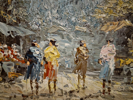 Antique Paris Street Scene Oil Painting, Antique French Artwork, Signed Impressionist Canvas, Parisian Market Scene, Caroline Burnett Style