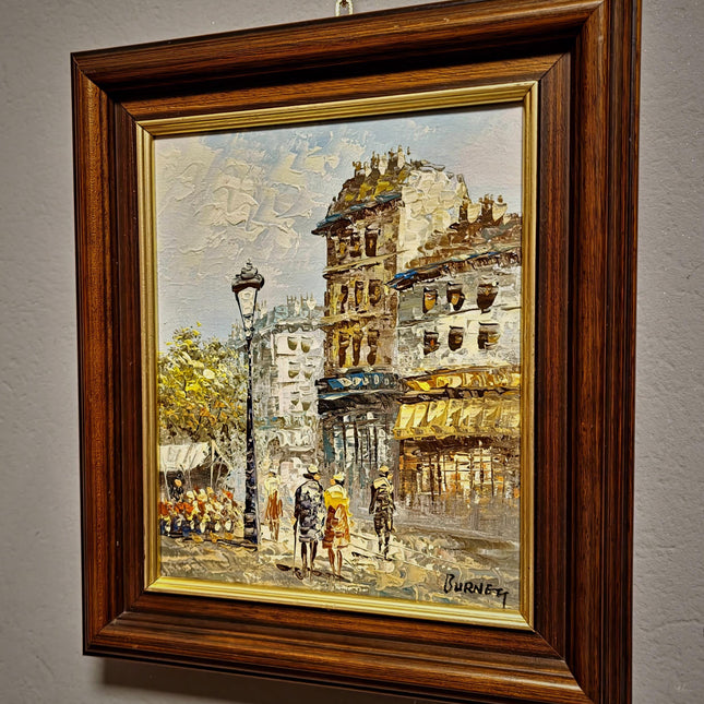 Antique French Oil Painting with Parisian Street Scene, Signed Impressionist Artwork, Vintage European Decor, Original Wall Art