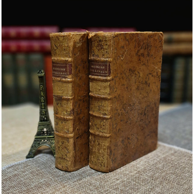 1777 Rare Antique French Leather Bound History Books, German Public Law, Two Volume Set, Enlightenment Era Library, Bookshelf Decor
