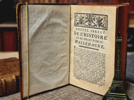 1777 Rare Antique French Leather Bound History Books, German Public Law, Two Volume Set, Enlightenment Era Library, Bookshelf Decor