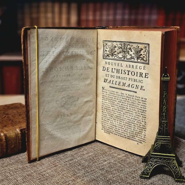 1777 Rare Antique French Leather Bound History Books, German Public Law, Two Volume Set, Enlightenment Era Library, Bookshelf Decor