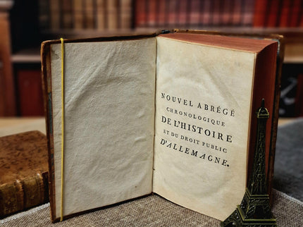 1777 Rare Antique French Leather Bound History Books, German Public Law, Two Volume Set, Enlightenment Era Library, Bookshelf Decor