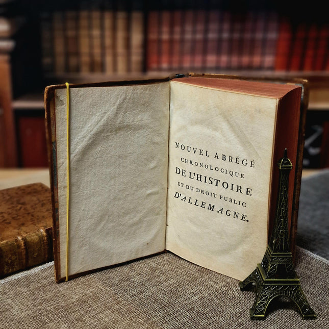 1777 Rare Antique French Leather Bound History Books, German Public Law, Two Volume Set, Enlightenment Era Library, Bookshelf Decor