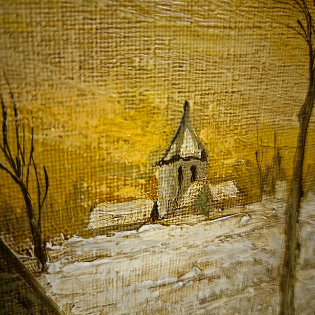 Vintage Belgian Oil Painting, Mid-Century Winter Landscape, Signed Flemish Artwork, Rustic Farmhouse Decor, Collectible European Fine Art