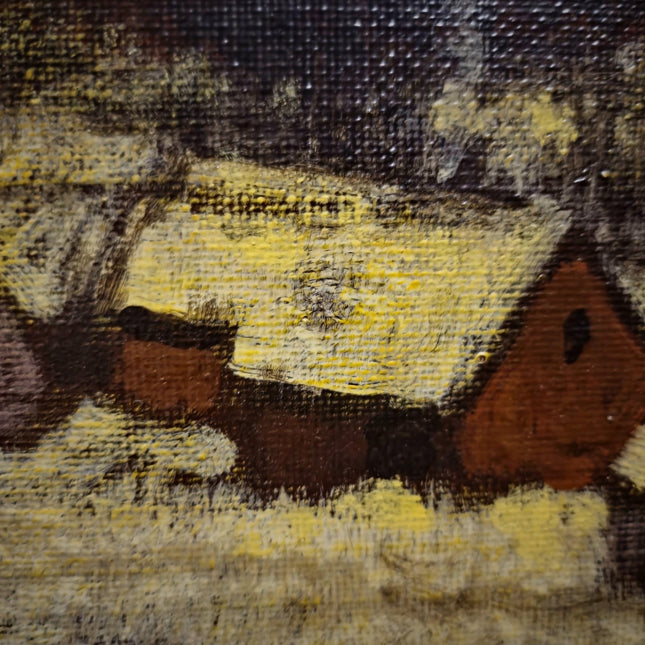 Vintage Winter Landscape Oil Painting, Gold Framed Original, Signed Snow Scene Artwork, Living Room Wall Decor, European Fine Art Gift