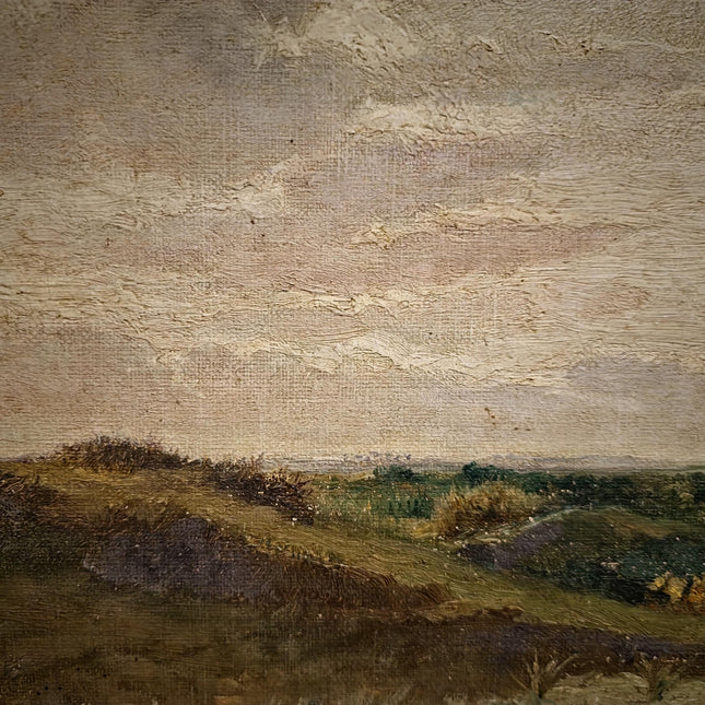 Antique Belgian 19th Century Landscape Oil Painting, Signed Panoramic Hunter Scene, Framed Museum Quality Original Fine Art Masterpiece