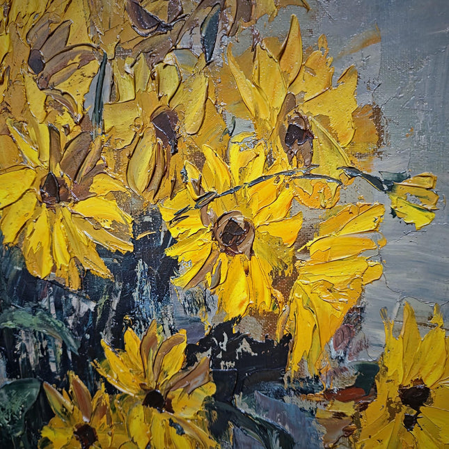 Large Vintage Belgian Floral Still Life Oil Painting, Signed Post Impressionist Flower Artwork, Gold Framed Original European Wall Art Decor