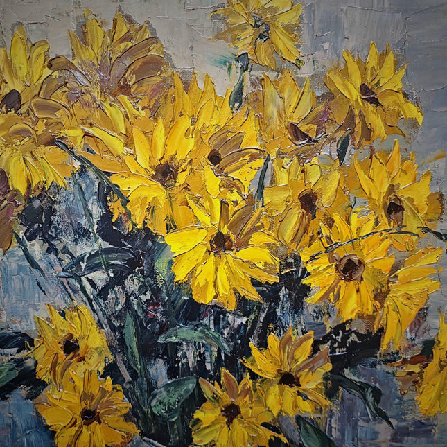 Large Vintage Belgian Floral Still Life Oil Painting, Signed Post Impressionist Flower Artwork, Gold Framed Original European Wall Art Decor