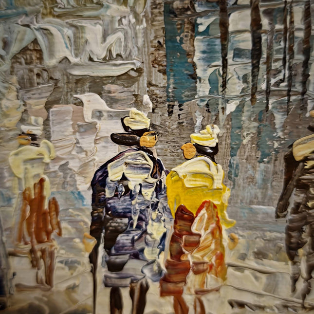 Antique French Oil Painting with Parisian Street Scene, Signed Impressionist Artwork, Vintage European Decor, Original Wall Art