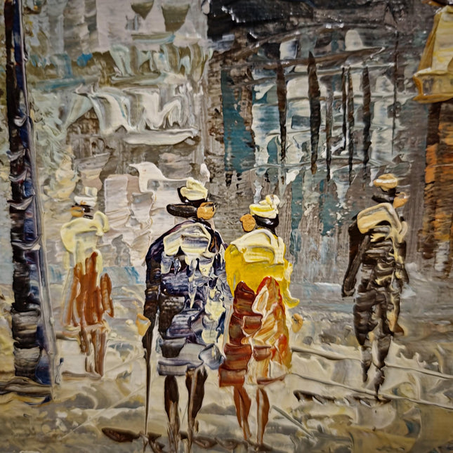 Antique French Oil Painting with Parisian Street Scene, Signed Impressionist Artwork, Vintage European Decor, Original Wall Art