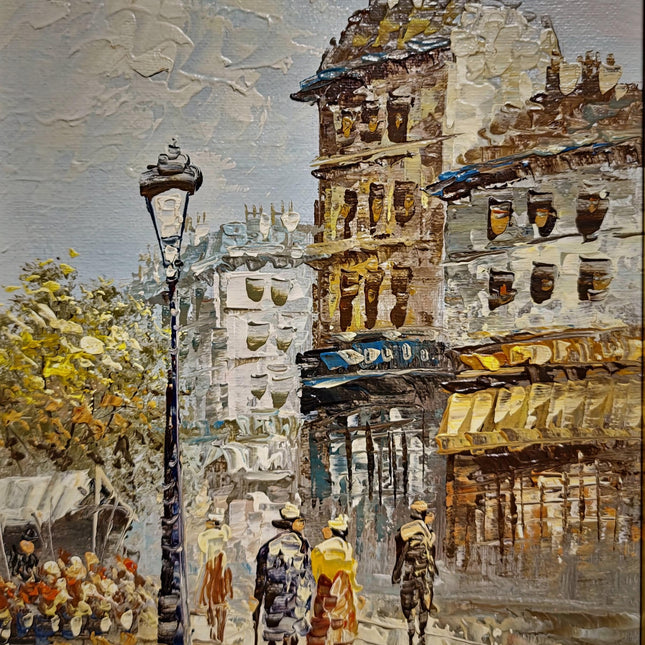 Antique French Oil Painting with Parisian Street Scene, Signed Impressionist Artwork, Vintage European Decor, Original Wall Art