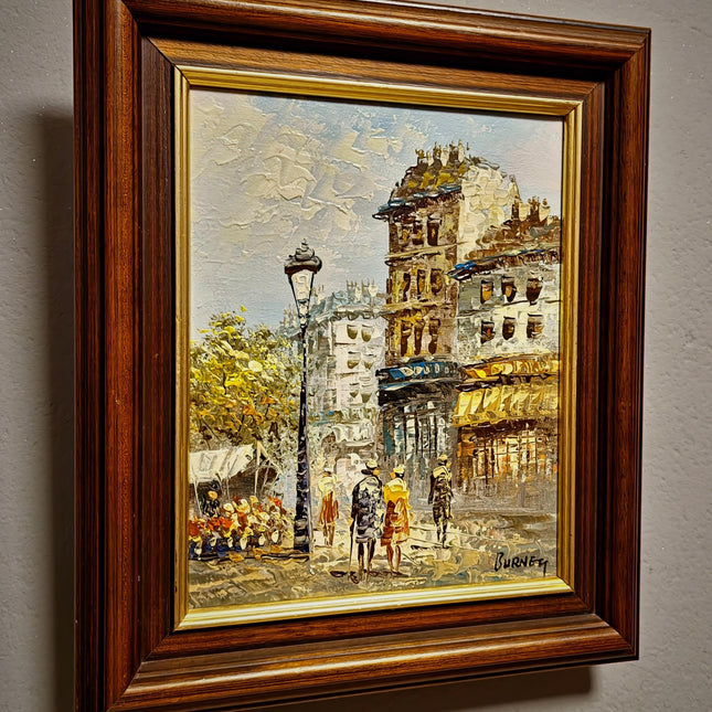 Antique French Oil Painting with Parisian Street Scene, Signed Impressionist Artwork, Vintage European Decor, Original Wall Art