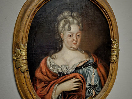 1720 Rare French Aristocratic Portrait, Early Rococo Oval Oil Painting, Régence Period Noble Lady, 18th Century Museum Quality Artwork