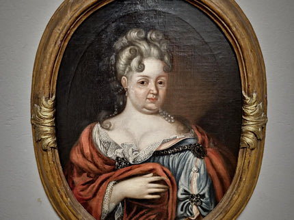 1720 Rare French Aristocratic Portrait, Early Rococo Oval Oil Painting, Régence Period Noble Lady, 18th Century Museum Quality Artwork