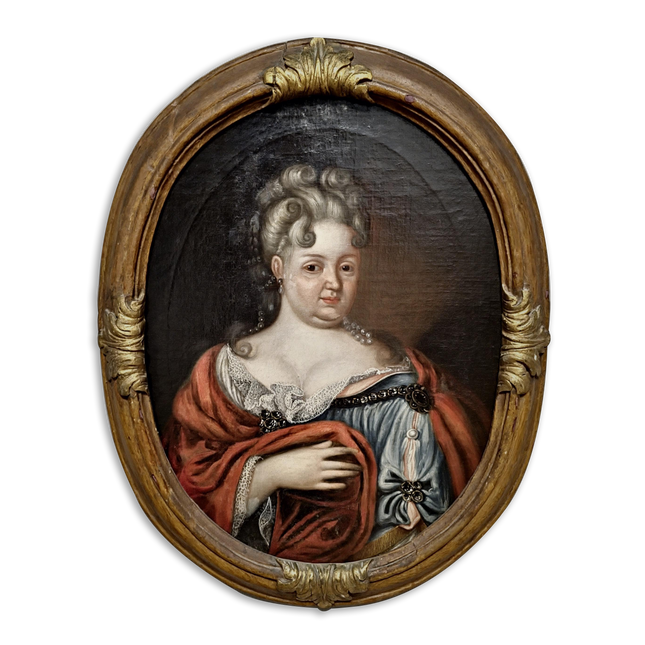 1720 Rare French Aristocratic Portrait, Early Rococo Oval Oil Painting, Régence Period Noble Lady, 18th Century Museum Quality Artwork