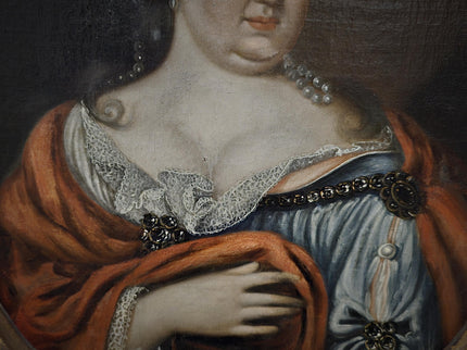 1720 Rare French Aristocratic Portrait, Early Rococo Oval Oil Painting, Régence Period Noble Lady, 18th Century Museum Quality Artwork