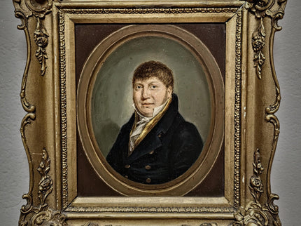 Antique Dutch Oil Portrait Painting, 19th Century Gentleman Artwork, Gilt Framed Nobleman, Collectible Fine Art, Classical Wall Decor