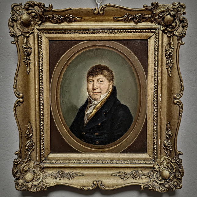 Antique Dutch Oil Portrait Painting, 19th Century Gentleman Artwork, Gilt Framed Nobleman, Collectible Fine Art, Classical Wall Decor