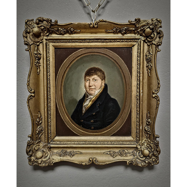 Antique Dutch Oil Portrait Painting, 19th Century Gentleman Artwork, Gilt Framed Nobleman, Collectible Fine Art, Classical Wall Decor