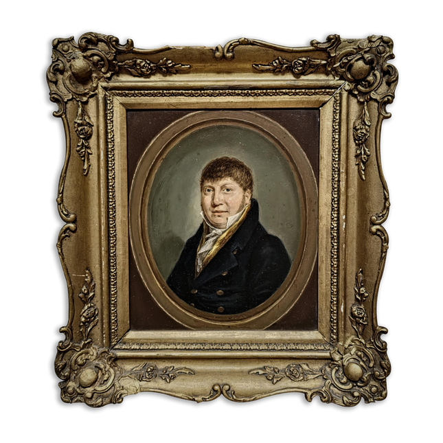 Antique Dutch Oil Portrait Painting, 19th Century Gentleman Artwork, Gilt Framed Nobleman, Collectible Fine Art, Classical Wall Decor