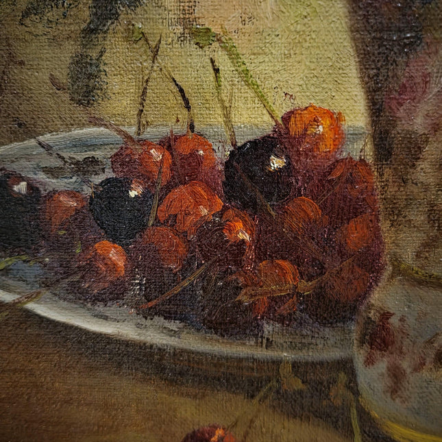 Vintage Belgian Oil Painting, Signed Floral Still Life, Large Gold Baroque Frame, Collectible European Fine Art, Dark Academia Decor