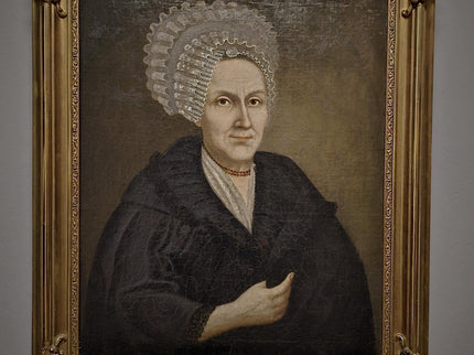 Large Antique Lady Oil Portrait 18th Century Baroque Painting Bourgeois Woman Museum Quality Original Artwork Gold Framed Historic Wall Art