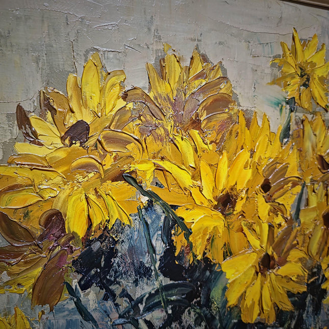 Large Vintage Belgian Floral Still Life Oil Painting, Signed Post Impressionist Flower Artwork, Gold Framed Original European Wall Art Decor
